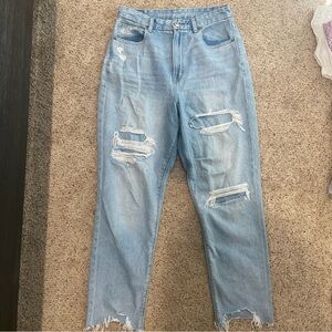 American Eagle Outfitters Light Blue Distressed Cropped Jeans